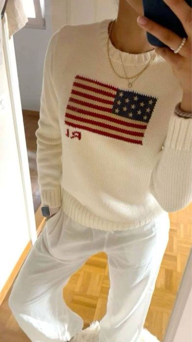 свитер RL polo с американским флагом, тёмно синий