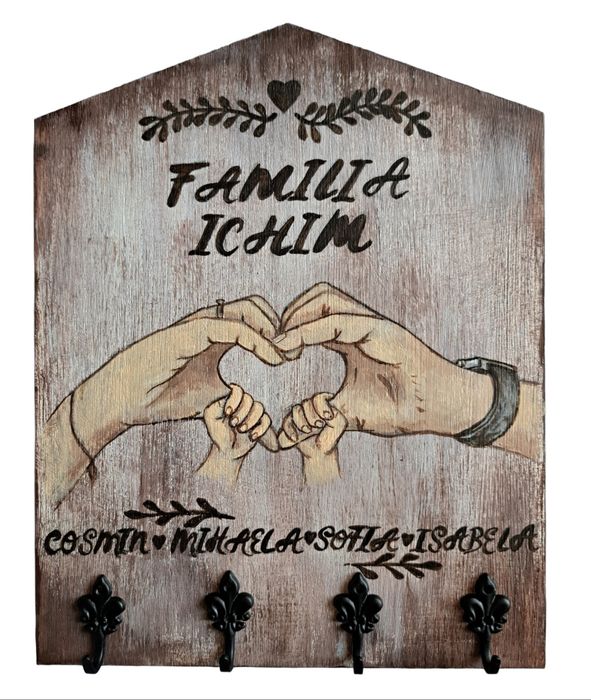 Cuier pentru chei pictat si personalizat