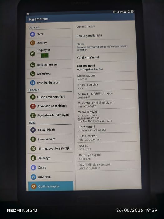Samaung Galaxy Tab E sotiladi !