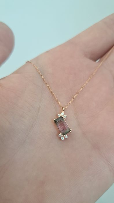 Colier aur, turmalina si diamante