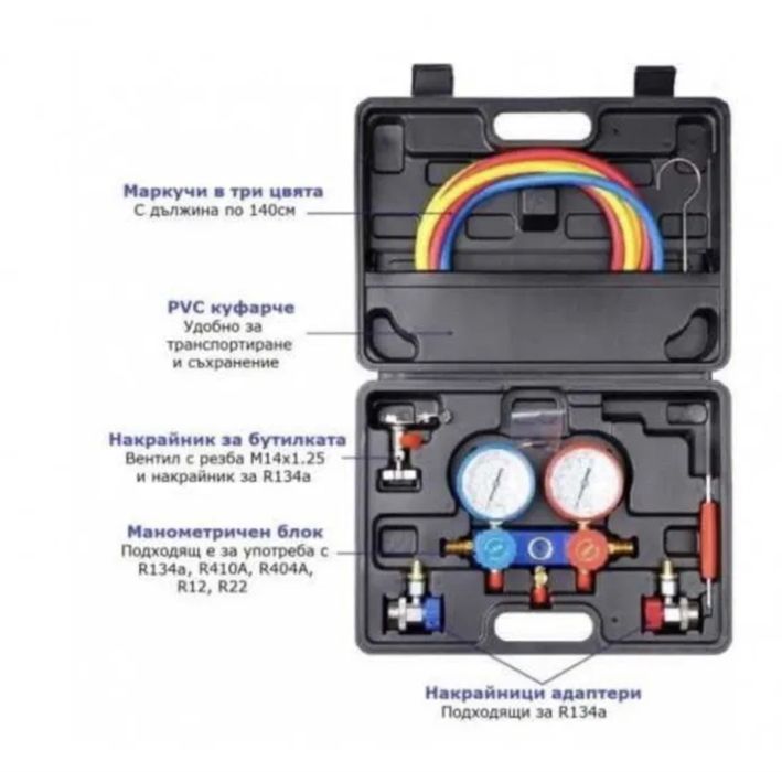 Инструмент Комплект манометри за тест на климатични системи StahlMayer