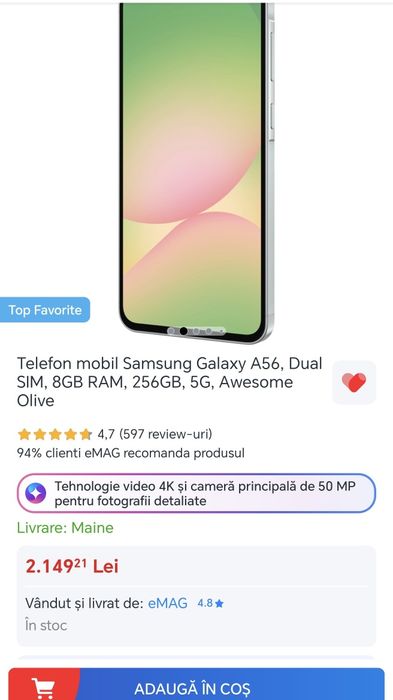 Telefon Samsung A56  8gb ram 256GB