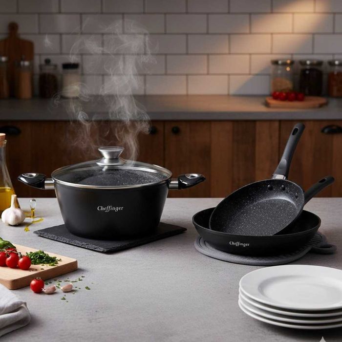 Комплект съдове за готвене 6 части Cheffinger–тенджера,тигани