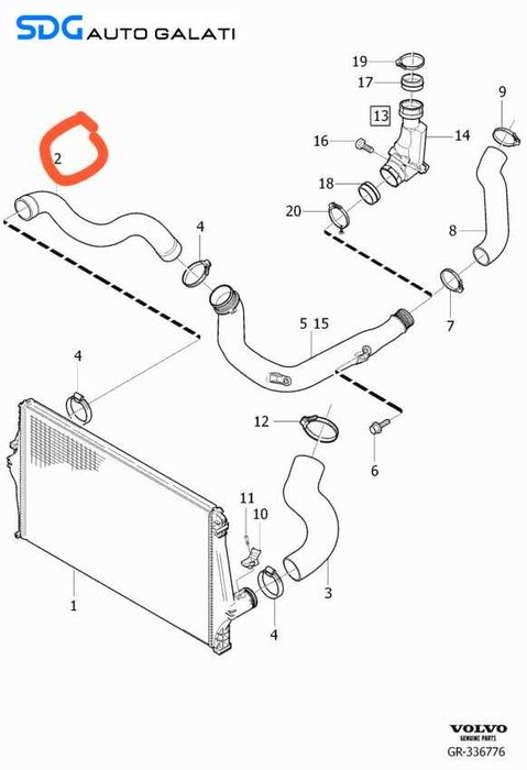 Furtun Aer Intercooler Dreapta Volvo XC90 2.4 D 2002 - 2014 [C6663]