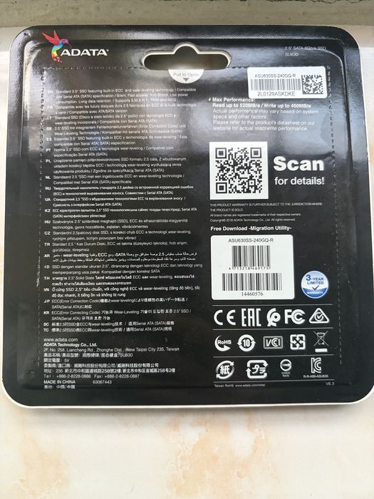 SSD adata 240 GB nou, nefolosit , rapid