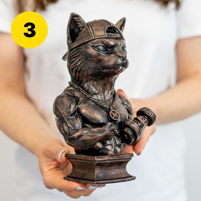 Statueta Caine Bulldog Francez Pisica Imparat | Din Rasina