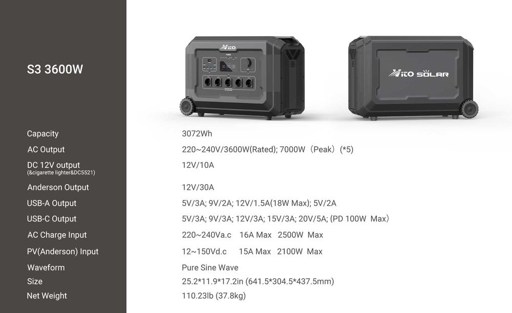 3600W Генератор за ток без гориво VITO S3 Power Station