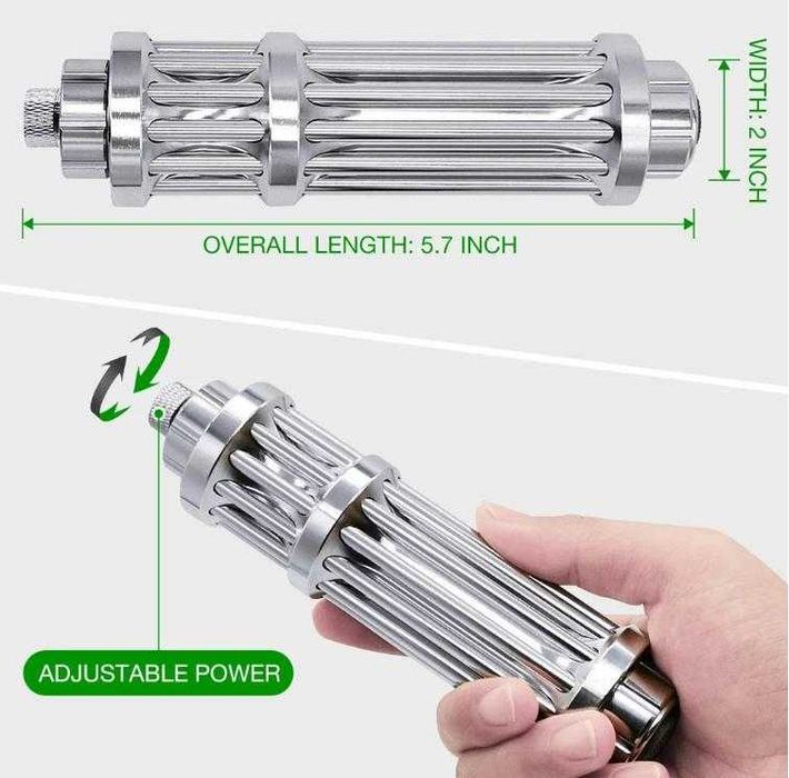 Мощен Фокусиращ Лазер Акумулаторен Военен Лазер 100mW 18650 2х16340