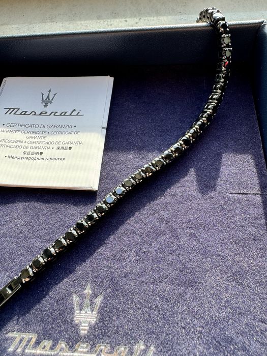 Bratara Unisex Tennis Maserati cu zirconiu negru M22, lungime 21cm