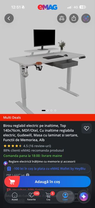 Birou electric reglabil