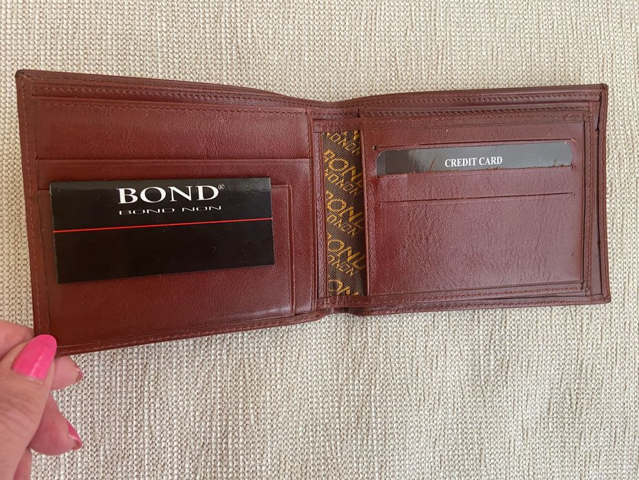 НОВ мъжки портфейл BOND естествена кожа