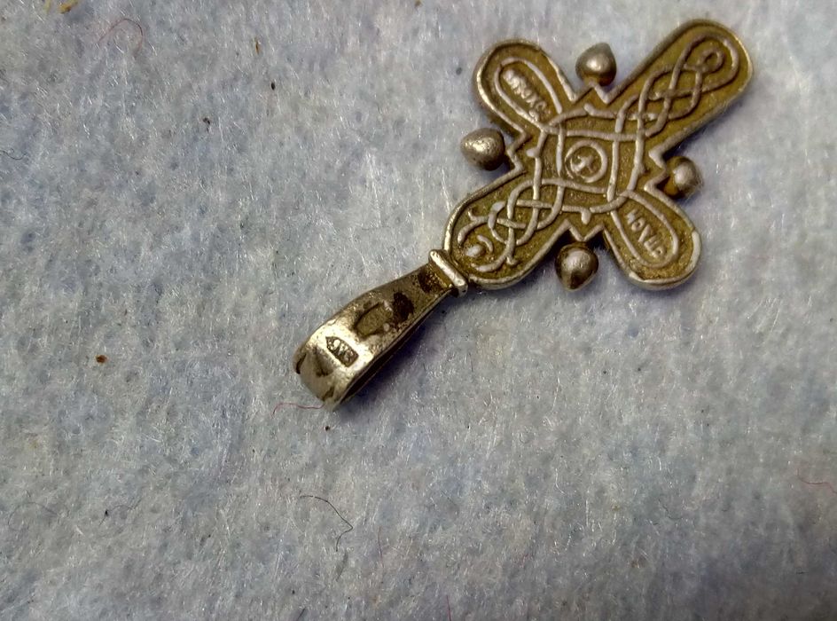 Царска Русия Православно РАЗПЯТИЕ Сребро 875 с Инициали на Майстора