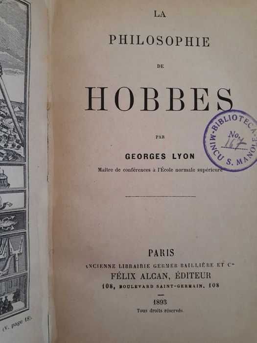 La Philosophie de Hobbes, Georges Lyon, 1893