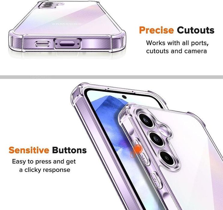 Прозрачен Силиконов Удароустойчив Кейс за Samsung Galaxy A55 A35 A15