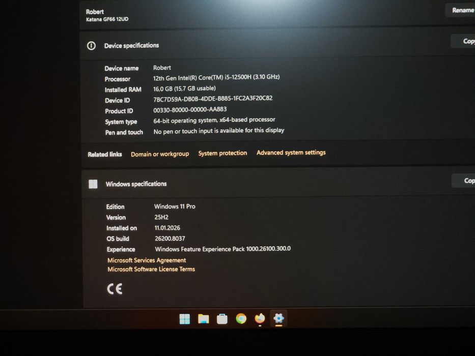 Laptop MSI Katana GF66 12UD-285XRO