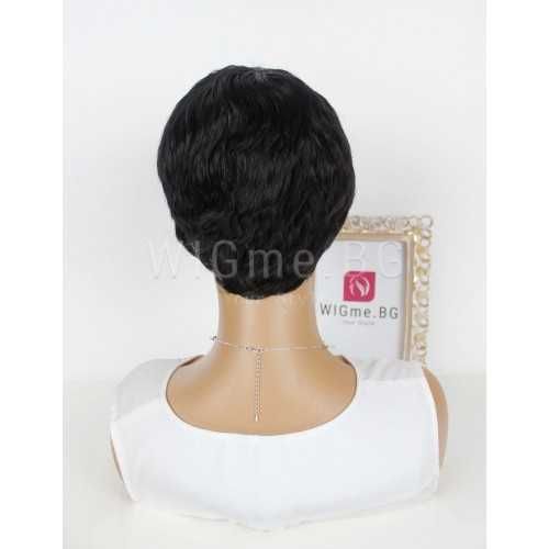 Къса черна перука с бретон Ашли