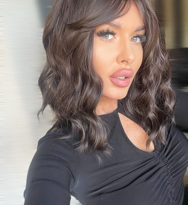 Peruca saten inchis / brunet ondulata