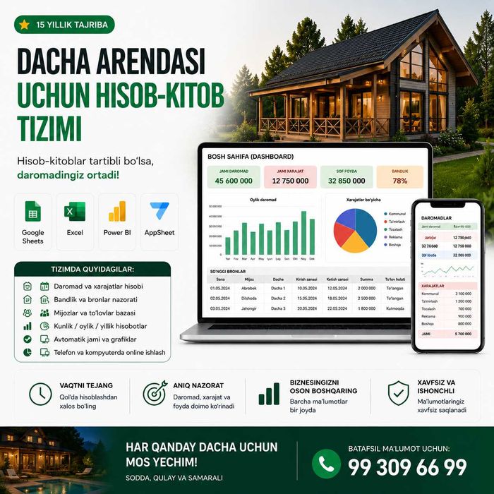 Dacha uchun Google Sheets hisob-kitob tizimi