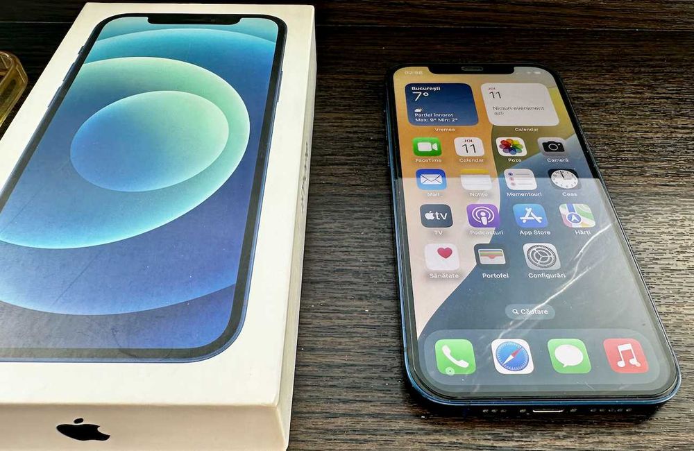iPhone 12 Blue 64GB – stare foarte bună, original, cu cutie