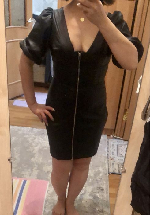 Кожанное мини-платье