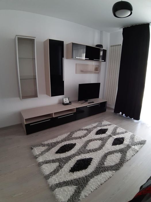 Mobila living negru lucios - crem