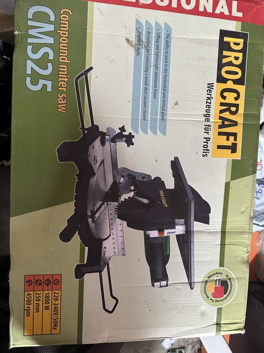 Настолен циркуляр Procraft CMS25, 1800 W, 4500 об./мин, 40 мм