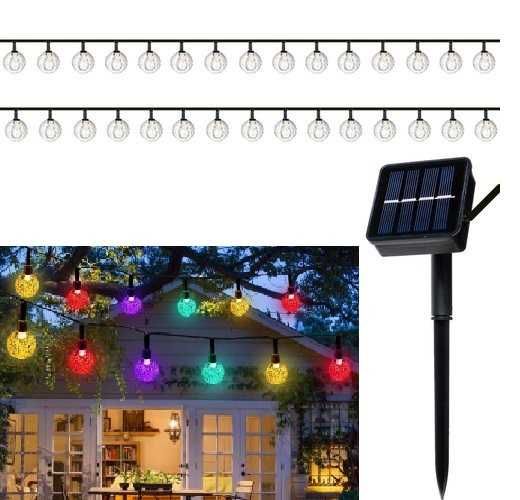 Многоцветен соларен гирлянд с 20 лампички 4,3 метра