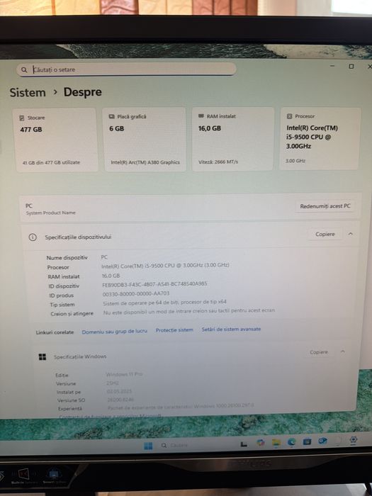 Sistem Desktop Gaming i5 9gen 16g 512g nvme Video Arc 6g