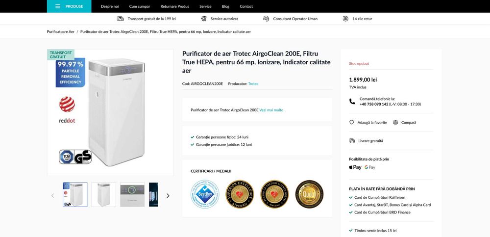 Purificator de aer Trotec AirgoClean 200E + Filtru HEPA + Prefiltru (2 seturi)