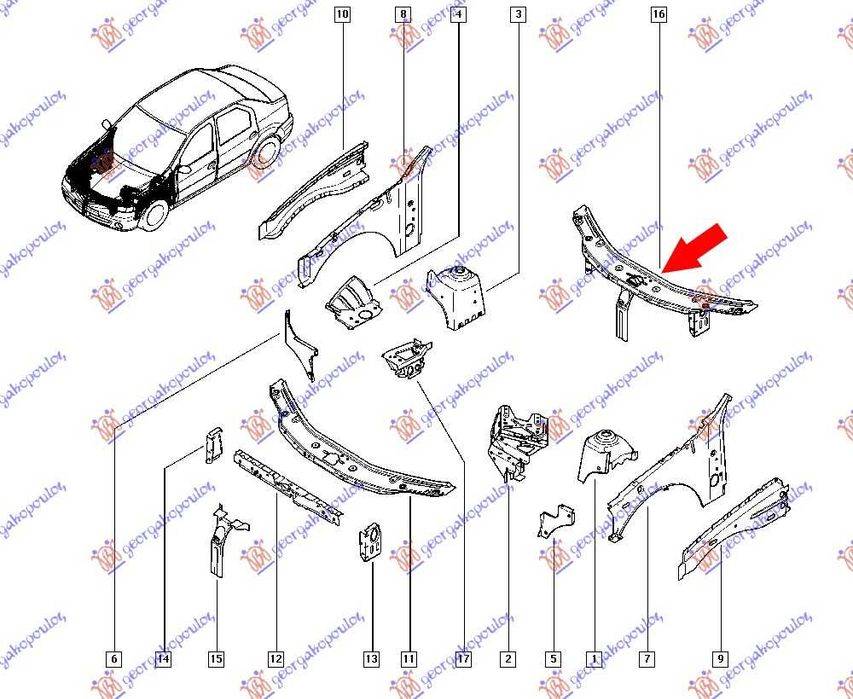Trager masca port faruri Dacia Logan MCV / Express VAN / PICK UP