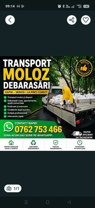 Transport moloz debarasare mobila apartament defrișări terenuri