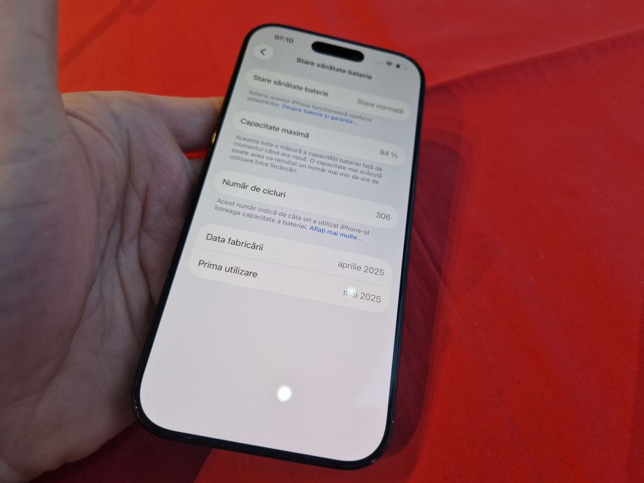 -Iphone 16Pro, Black Titanium, 128Gb, 8Ram, Bat:94%, 306 cicluri incar