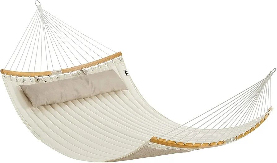Hamac pentru 2 persoane, stalpi de bambus, 200 x 140 cm, Max 225 kg