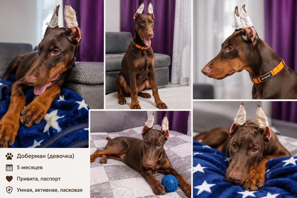 Продам щенка добермана , девочка 5 месяцев