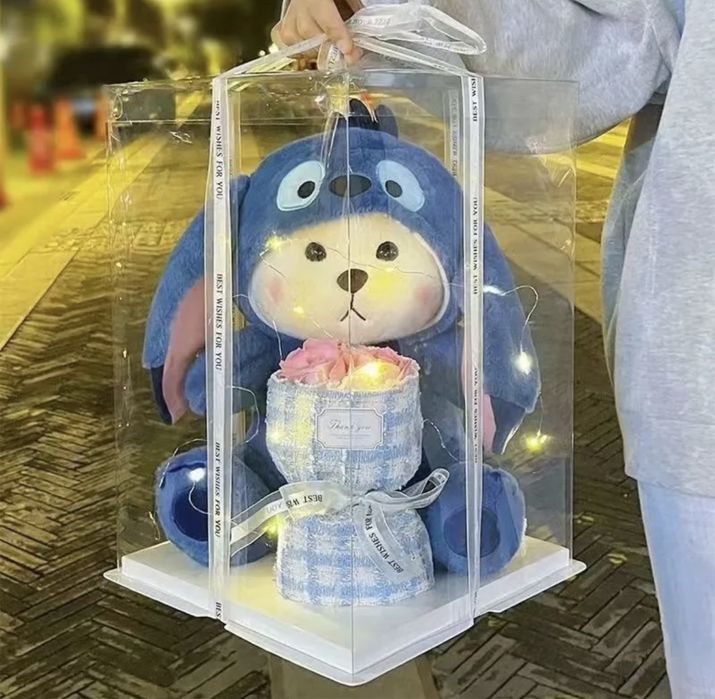 Мишка стич с капюшоном 30 см