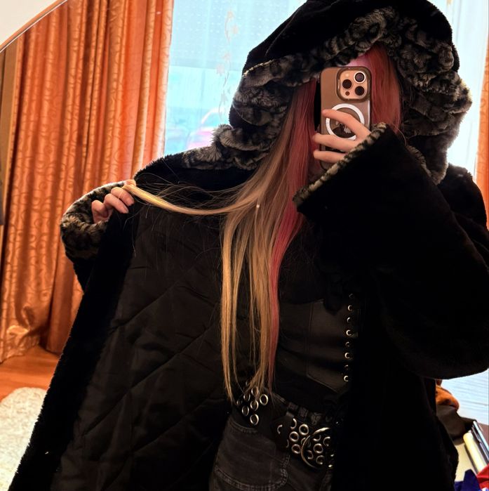 Faux fur long vintage coat 2XL