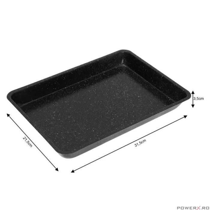 Set 3 tavi de copt, marmorate, negru, KingHoff