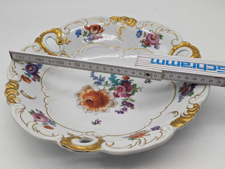 Schaubach Kunst блюдо тарелка золото Германия цветы раритет.