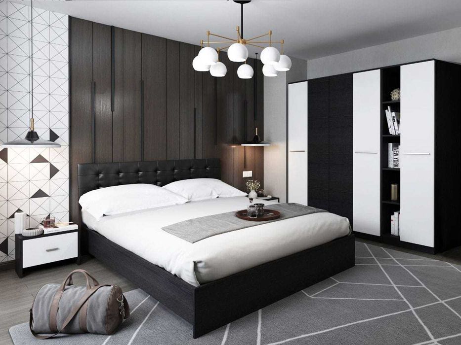 Set Dormitor Mario 4U 5 piese tapitat wenge