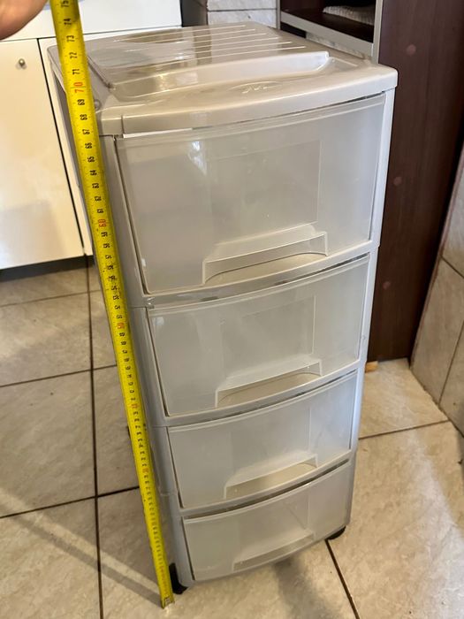 Dulap depozitare din plastic cu 4 sertare și roți