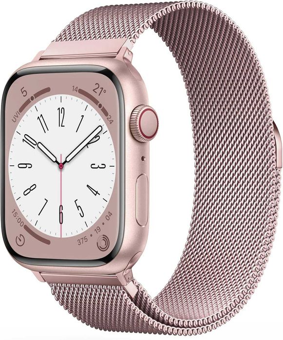 Curea Milanese Loop compatibila Apple Watch 38mm/40mm/41mm Rose Pink
