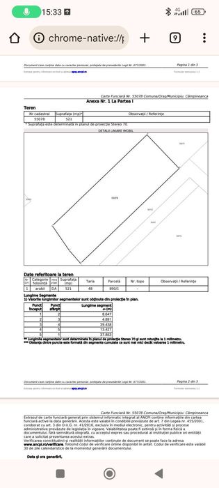 Teren intravilan 521mp