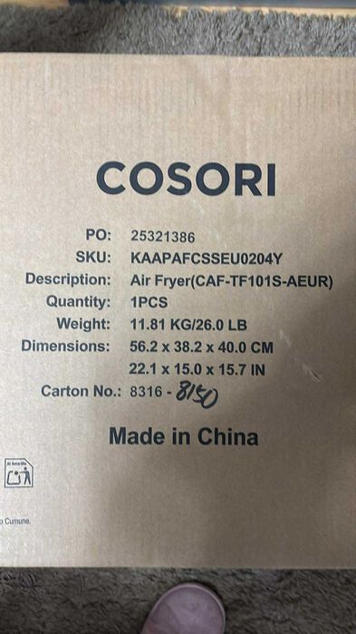 Friteuza dubla cu aer cald Cosori Dual Blaze TwinFry CAF-TF101S 10 L