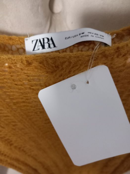 Rochie Zara lunga de plaja crosetata muștar mărimea S M