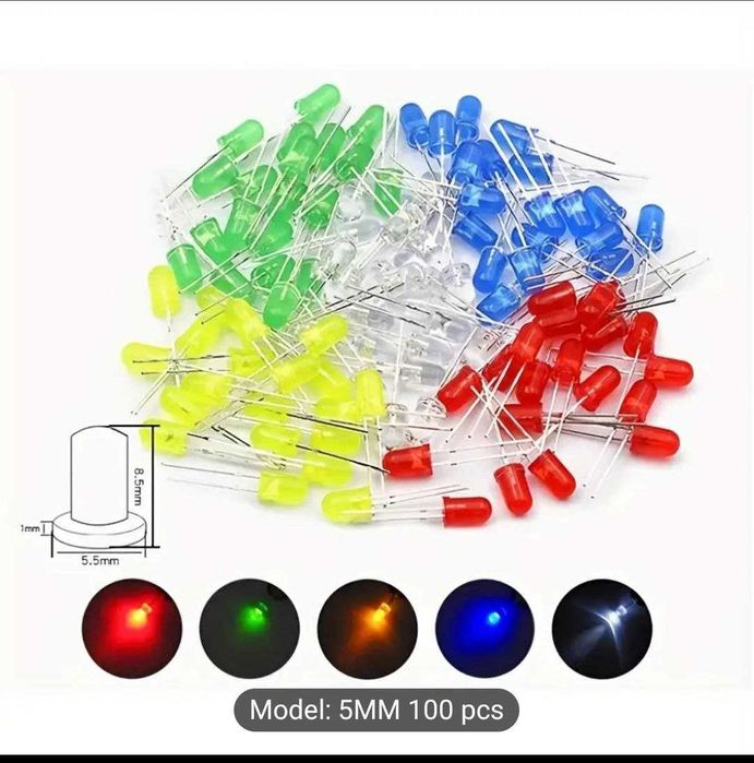 Светодиоды LED разных цветов 100 штук. LED lampa har xil ranglarda