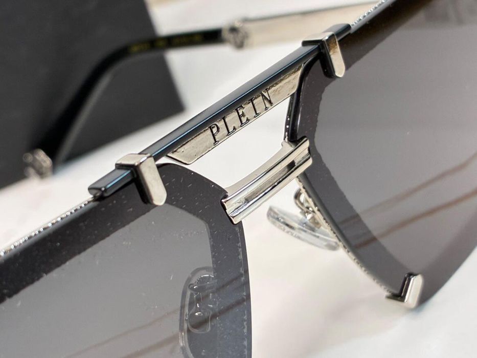 Ochelari de soare Philipp Plein Black/Silver – Stil Aviator/Hexagonal (Noi, cu toc)