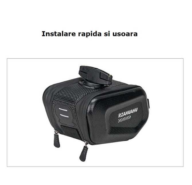 Borseta pt bicicleta, piele artificiala si carbon 20X12X12cm