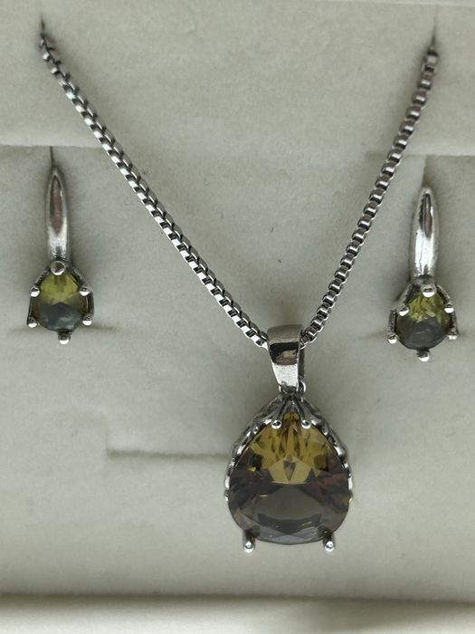 Сребърен комплент със Султанит - хамелеон