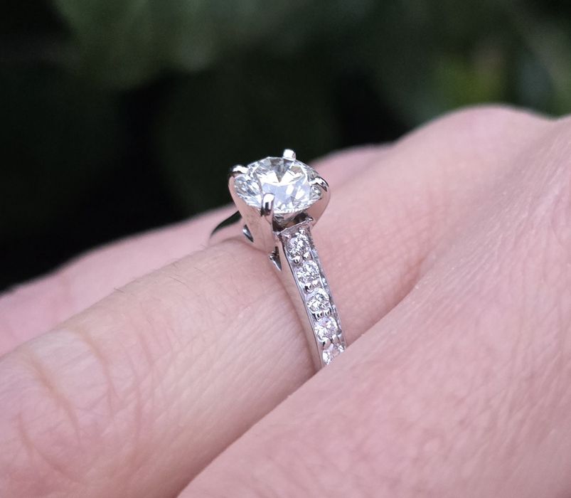 Inel de logodnă din aur alb cu diamante naturale 1,30ct