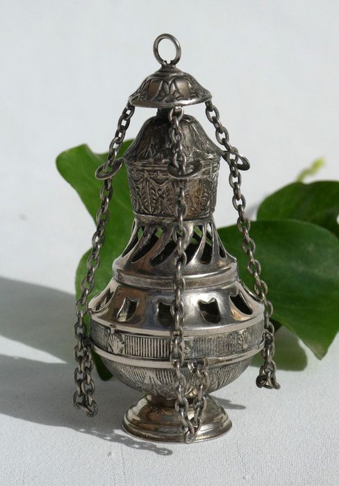 Cădelniță Miniaturală Din Metal Argintiu Epoca Napoleon III
